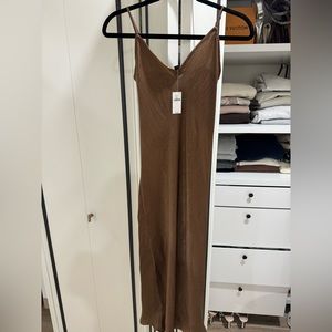 NWT Banana Republic Brown satin midi dress